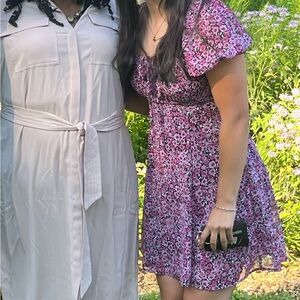 Purple square neck dress